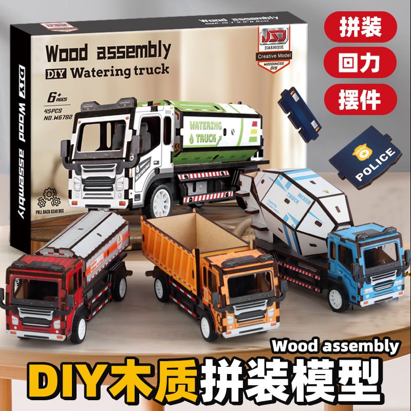 3D Three-Dimensional Puzzle Children'S Parent-Child Toy Car Handmade Puzzle Wooden Model Gift Assembly Interaction - Image 4